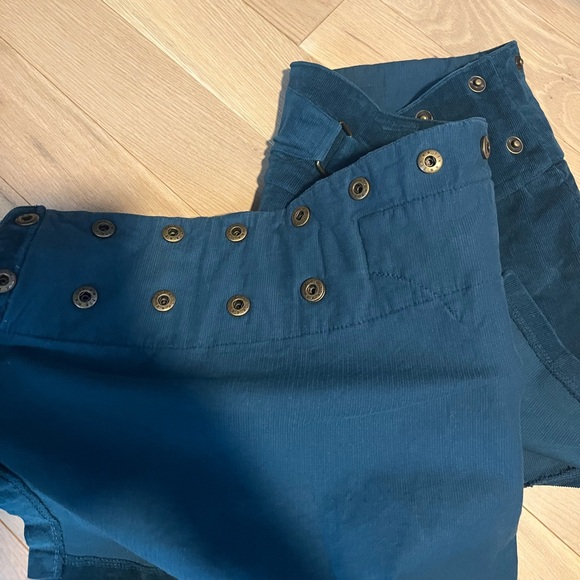 Dark Teal Corduroy Mini Skirt with Studded Waist adjustable - Picture 10 of 11